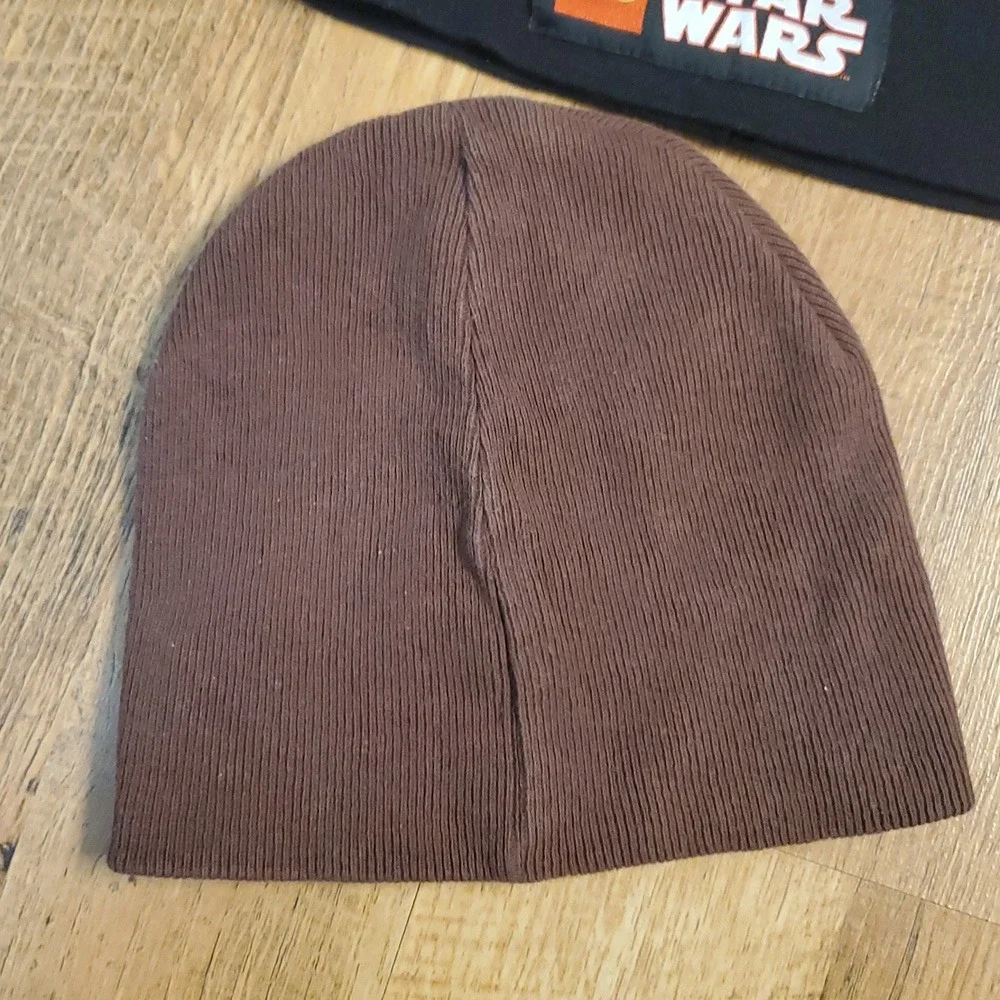 Star Wars 2 Pack Kids Tobaggan Beanie Hats Black Lego &‎ Brown Ribbed